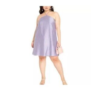 Eloquii 16 Heirloom‎ Lilac Purple Y2K Halter Mini Tunic Dress Very Peri 9591